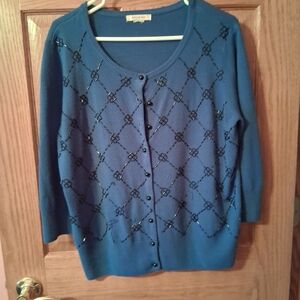 Covington Blue Women's Cardigan with Embellished Design